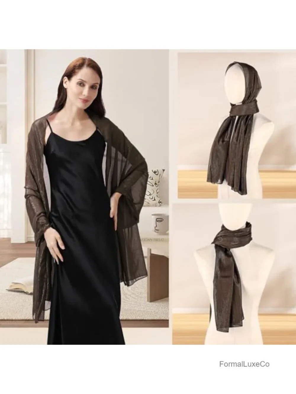 Sheer Chiffon Shawl Wrap for Evening Dress Wedding Accessory Lightweight Drape